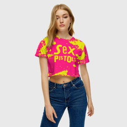 Женская футболка Crop-top 3D Sex Pistols Yellow Logo - фото 2