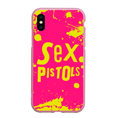 Чехол для iPhone XS Max матовый Sex Pistols Yellow Logo, цвет розовый