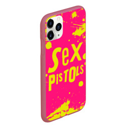 Чехол для iPhone 11 Pro Max матовый Sex Pistols Yellow Logo - фото 2