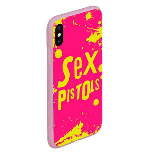 Чехол для iPhone XS Max матовый Sex Pistols Yellow Logo, цвет розовый - фото 3