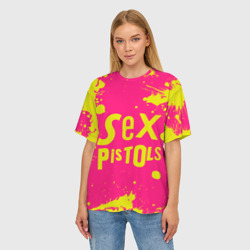 Женская футболка oversize 3D Sex Pistols Yellow Logo - фото 2