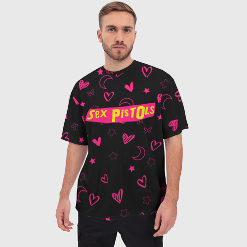 Мужская футболка oversize 3D Sex Pistols logo, цвет 3D печать - фото 3