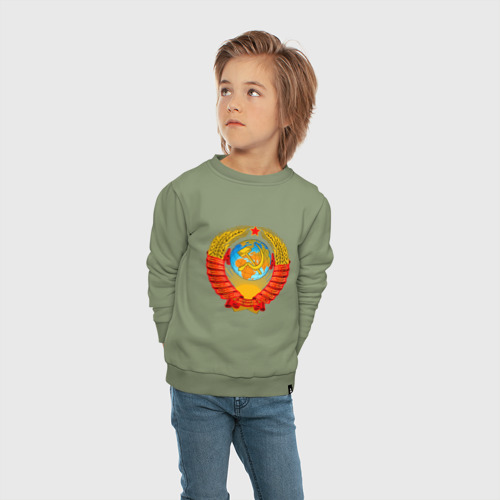 Детский свитшот хлопок герб ссср без фона, цвет авокадо - фото 5