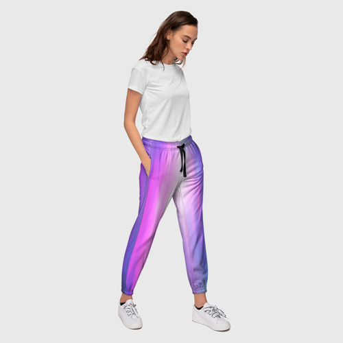 Женские брюки 3D с принтом Northern lights, Северное сияние, неоновое свечение, вид сбоку #3