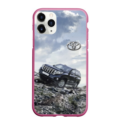 Чехол для iPhone 11 Pro Max матовый Toyota Land Cruiser Prado на скальных камнях Mountains