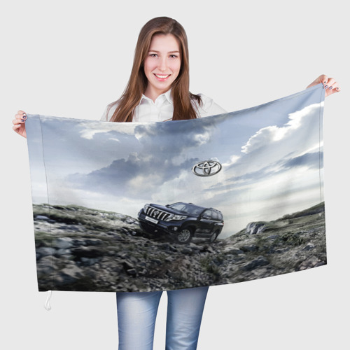 Флаг 3D Toyota Land Cruiser Prado на скальных камнях Mountains