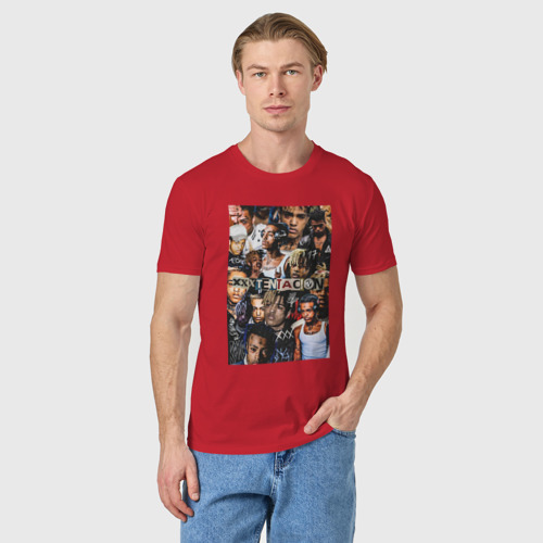 Мужская футболка хлопок XXXTentacion Collage, цвет красный - фото 3