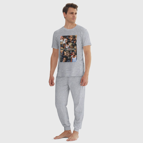 Мужская пижама хлопок XXXTentacion Collage, цвет меланж - фото 5