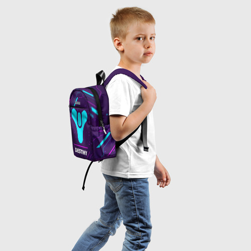 Детский рюкзак 3D Символ Destiny в неоновых цветах на темном фоне - фото 2