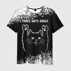 Мужская футболка 3D Группа Three Days Grace и Рок Кот