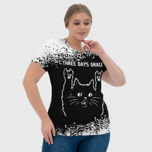 Женская футболка 3D с принтом Группа Three Days Grace и Рок Кот, фото #4