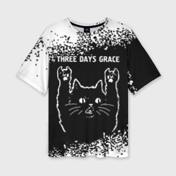 Женская футболка oversize 3D Группа Three Days Grace и Рок Кот