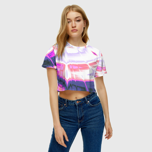 Женская футболка Crop-top 3D Тай-дай Абстракция Tie-Dye, цвет 3D печать - фото 3