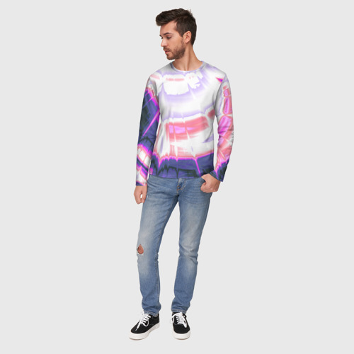 Мужской лонгслив 3D Тай-дай Абстракция Tie-Dye, цвет 3D печать - фото 5