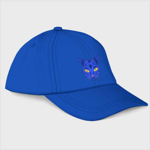 Бейсболка Иллюстрация неоновой кошки, цвет синий