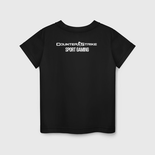 Детская футболка хлопок с принтом Counter-Strike sport gaming black, вид сзади #1