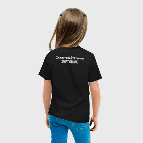 Детская футболка хлопок с принтом Counter-Strike sport gaming black, вид сзади #2