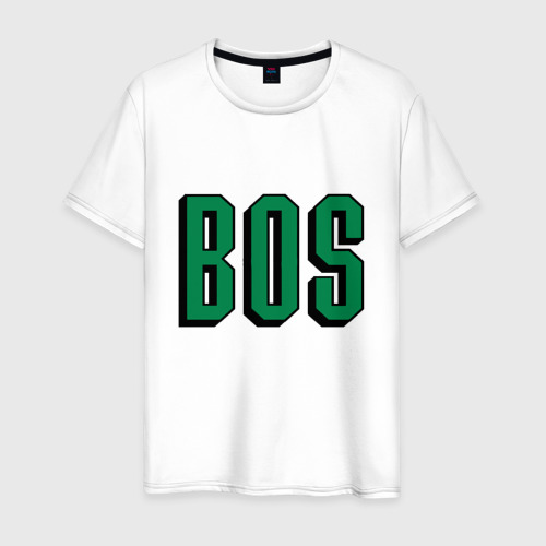 Мужская футболка из хлопка с принтом Bos - Boston, вид спереди №1