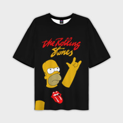 Мужская футболка oversize 3D Rolling Stones Гомер Симпсон рокер