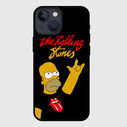 Чехол для iPhone 13 mini Rolling Stones Гомер Симпсон рокер