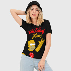 Женская футболка 3D Slim Rolling Stones Гомер Симпсон рокер - фото 2
