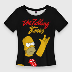 Женская футболка 3D Slim Rolling Stones Гомер Симпсон рокер