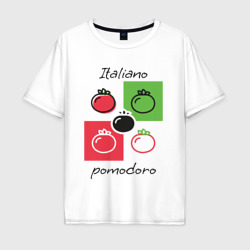 Мужская футболка хлопок Oversize Italiano Pomodoro, любовь к Италии, пицце и томатам