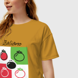 Женская футболка хлопок Oversize Italiano Pomodoro, любовь к Италии, пицце и томатам - фото 2