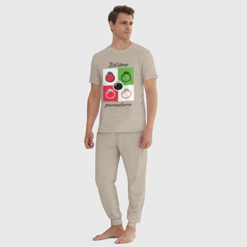 Мужская пижама хлопок Italiano Pomodoro, любовь к Италии, пицце и томатам, цвет миндальный - фото 5