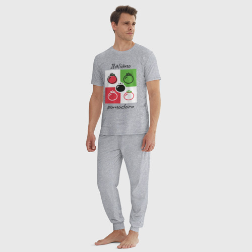 Мужская пижама хлопок с принтом Italiano Pomodoro, любовь к Италии, пицце и томатам, вид сбоку #3