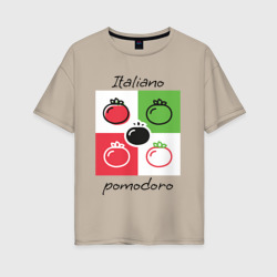 Женская футболка хлопок Oversize Italiano Pomodoro, любовь к Италии, пицце и томатам