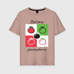 Женская футболка хлопок Oversize Italiano Pomodoro, любовь к Италии, пицце и томатам