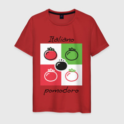 Italiano Pomodoro, любовь к Италии, пицце и томатам – Мужская футболка хлопок с принтом купить со скидкой в -20%