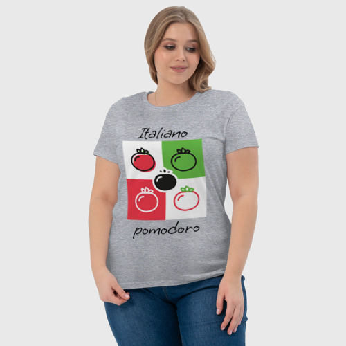 Женская футболка хлопок с принтом Italiano Pomodoro, любовь к Италии, пицце и томатам, фото #4
