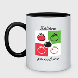 Кружка двухцветная Italiano Pomodoro, любовь к Италии, пицце и томатам