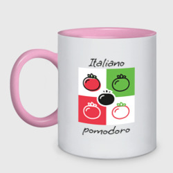 Кружка двухцветная Italiano Pomodoro, любовь к Италии, пицце и томатам