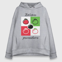 Женское худи Oversize хлопок Italiano Pomodoro, любовь к Италии, пицце и томатам