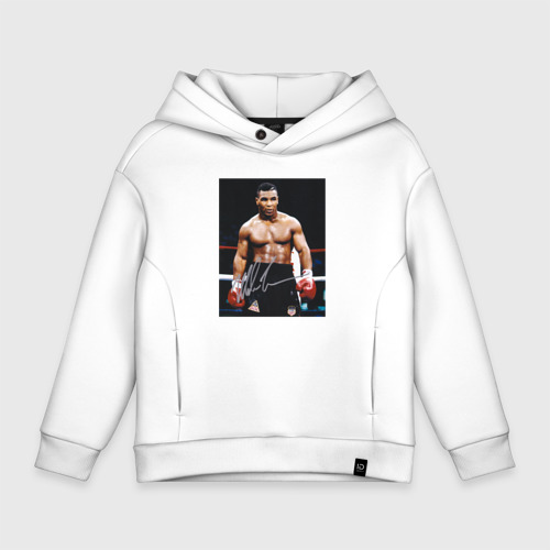 Детское худи Oversize хлопок Майк Тайсон Фото с авторгафом Mike Tyson, цвет белый