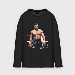 Женский лонгслив oversize хлопок Майк Тайсон Фото с авторгафом Mike Tyson