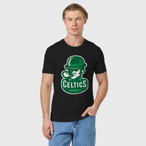 Мужская футболка хлопок Celtics team, цвет черный - фото 3