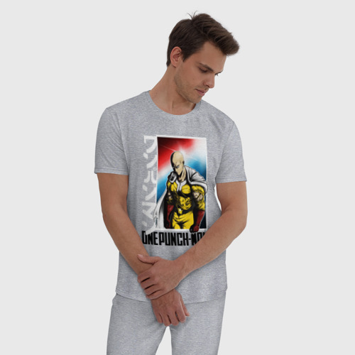 Мужская пижама хлопок с принтом Saitama - onepunch man, фото на моделе #1