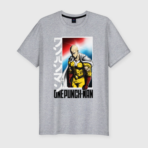 Мужская футболка хлопок Slim Saitama - onepunch man, цвет меланж