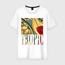 Надпись Tropic – Мужская футболка хлопок с принтом купить со скидкой в -20%