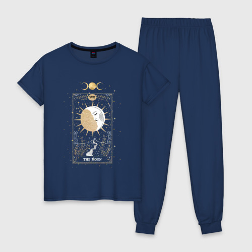 Женская пижама хлопок Карта Таро луна эзотерика мистика, цвет темно-синий