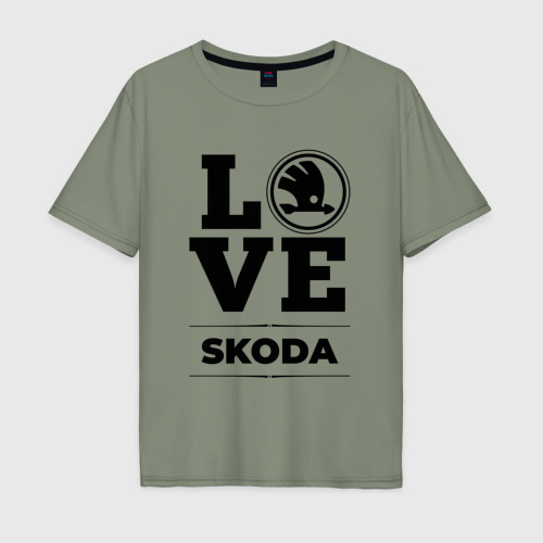 Мужская футболка хлопок Oversize с принтом Skoda Love Classic, вид спереди #2