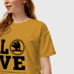 Женская футболка хлопок Oversize Skoda Love Classic - фото 2