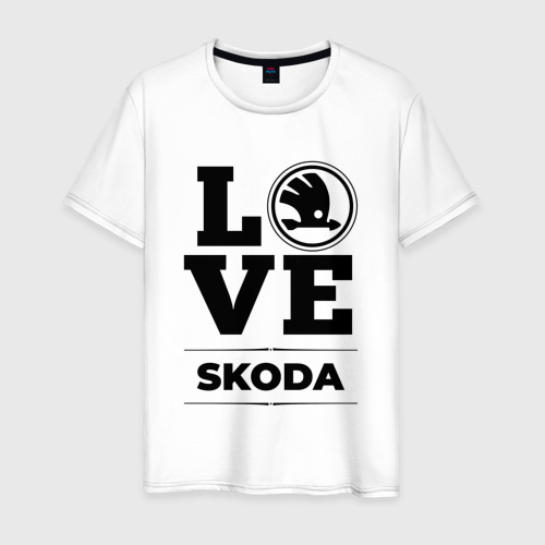 Мужская футболка хлопок Skoda Love Classic, цвет белый