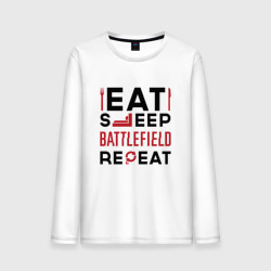 Мужской лонгслив хлопок Надпись: Eat Sleep Battlefield Repeat