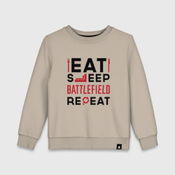 Детский свитшот хлопок Надпись: Eat Sleep Battlefield Repeat