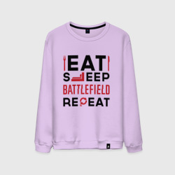 Мужской свитшот хлопок Надпись: Eat Sleep Battlefield Repeat